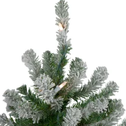 Set of 3 Pre-Lit Slim Flocked Alpine Artificial Christmas Trees 5' - Clear Lights