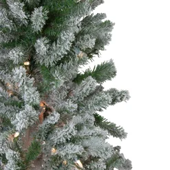 Set of 3 Pre-Lit Slim Flocked Alpine Artificial Christmas Trees 5' - Clear Lights