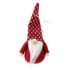 Set of 3 Red and Brown Santa Gnome Christmas Ornaments 4.5