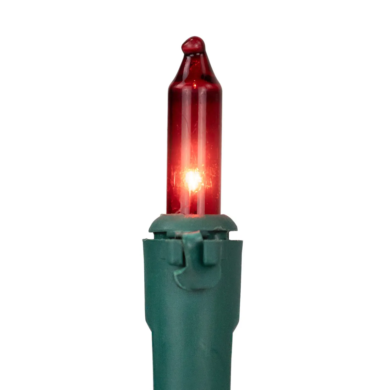 Set of 50 Red and Clear Mini Christmas Lights, 2.5" Spacing - Green Wire