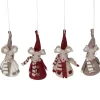 Set of 4 Red and Gray Standing Mice Christmas Ornaments 5.5"