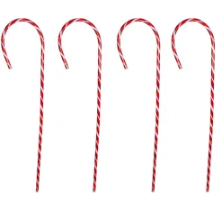 Set of 4 Red and White Striped Candy Cane Stakes Christmas Outdoor Decor 60"