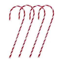 Set of 4 Red and White Striped Candy Cane Stakes Christmas Outdoor Decor 60"