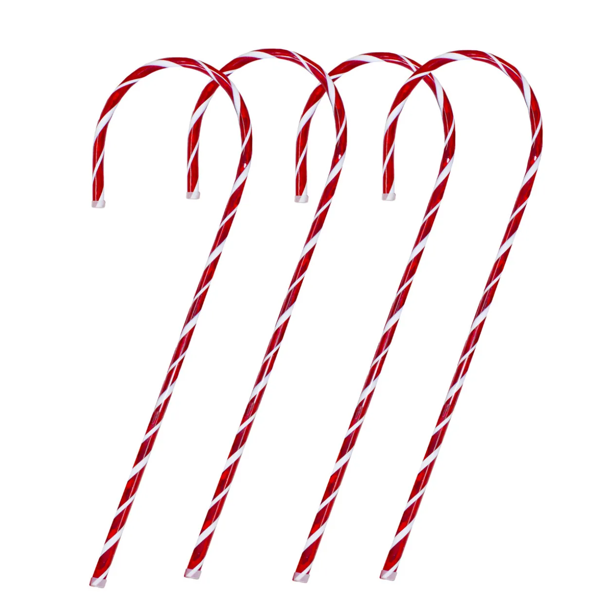 Set of 4 Red and White Striped Candy Cane Stakes Christmas Outdoor Decor 60"