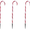 Set of 3 Red and White Twinkle Candy Cane Pathway Markers 26"