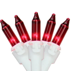 Set of 100 Red Mini Christmas Lights 2.5" Spacing - White Wire