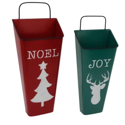 Set of 2 Red Noel and Green Joy Christmas Container Wall Hangings 19.75"