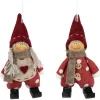 Set of 2 Red Polka Dot Boy and Girl Hanging Christmas Ornaments 5.5"