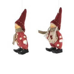 Set of 2 Red Polka Dot Boy and Girl Hanging Christmas Ornaments 5.5