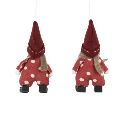 Set of 2 Red Polka Dot Boy and Girl Hanging Christmas Ornaments 5.5