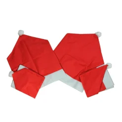 Set of 4 Red Santa Hat Christmas Chair Covers with Cuff and Pom-Pom 23.5"