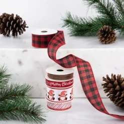 Set of 5 Santa Gnome Matching Themed Craft Christmas Ribbons 1.5" x 3 Yards