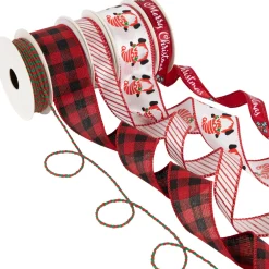 Set of 5 Santa Gnome Matching Themed Craft Christmas Ribbons 1.5