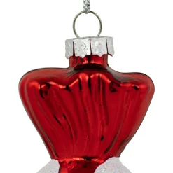 Set of 2 Shiny Red and White Glittered Candy Christmas Glass Ornaments 4