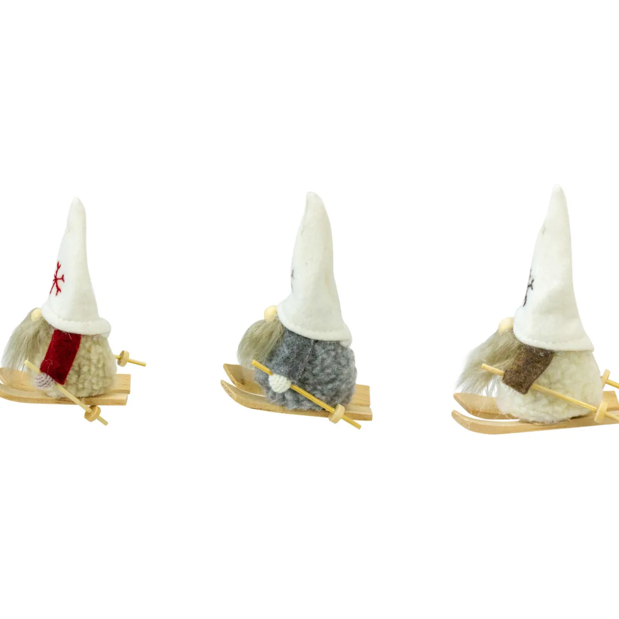 Set of 3 Skiing Gnomes Christmas Ornaments 4.5"