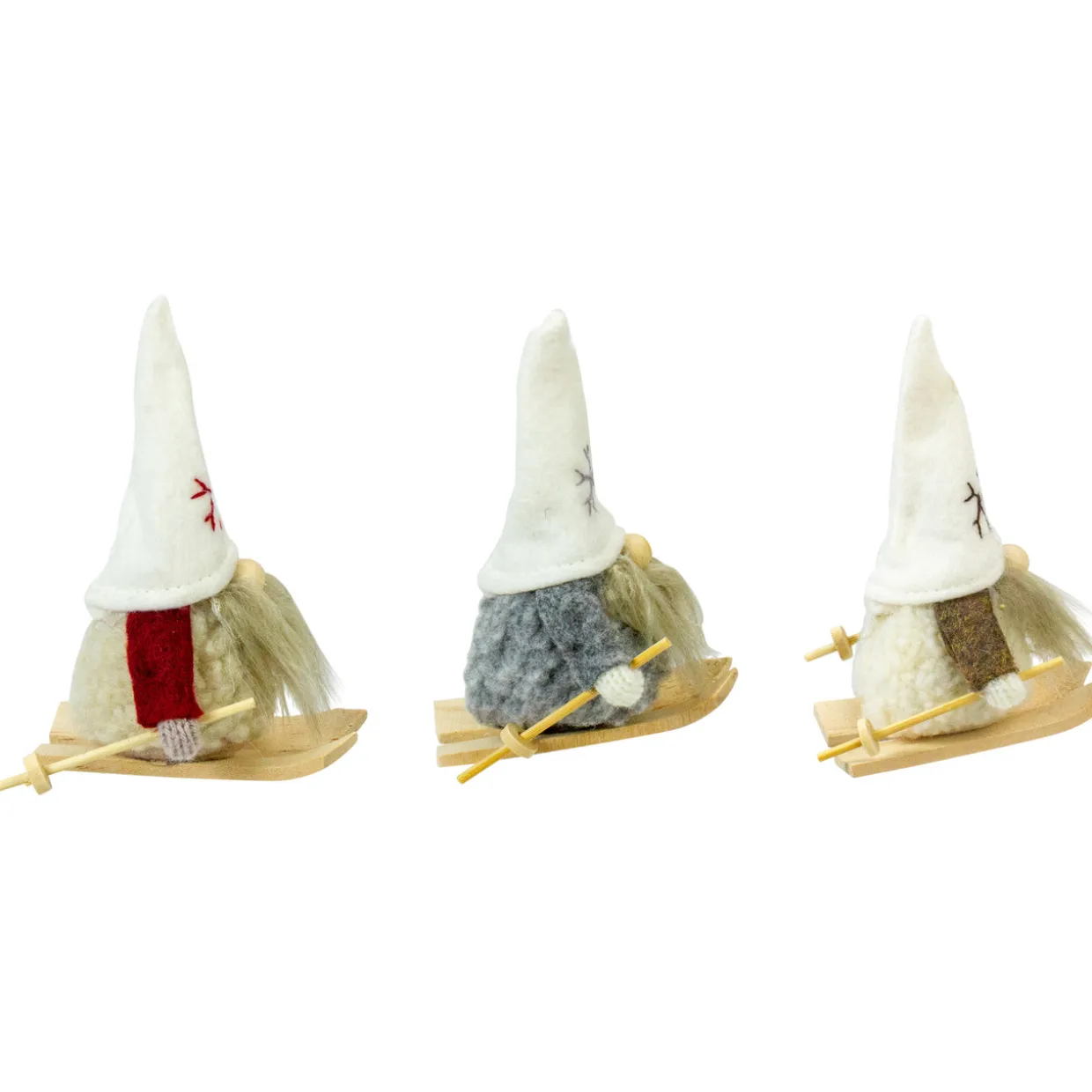 Set of 3 Skiing Gnomes Christmas Ornaments 4.5"
