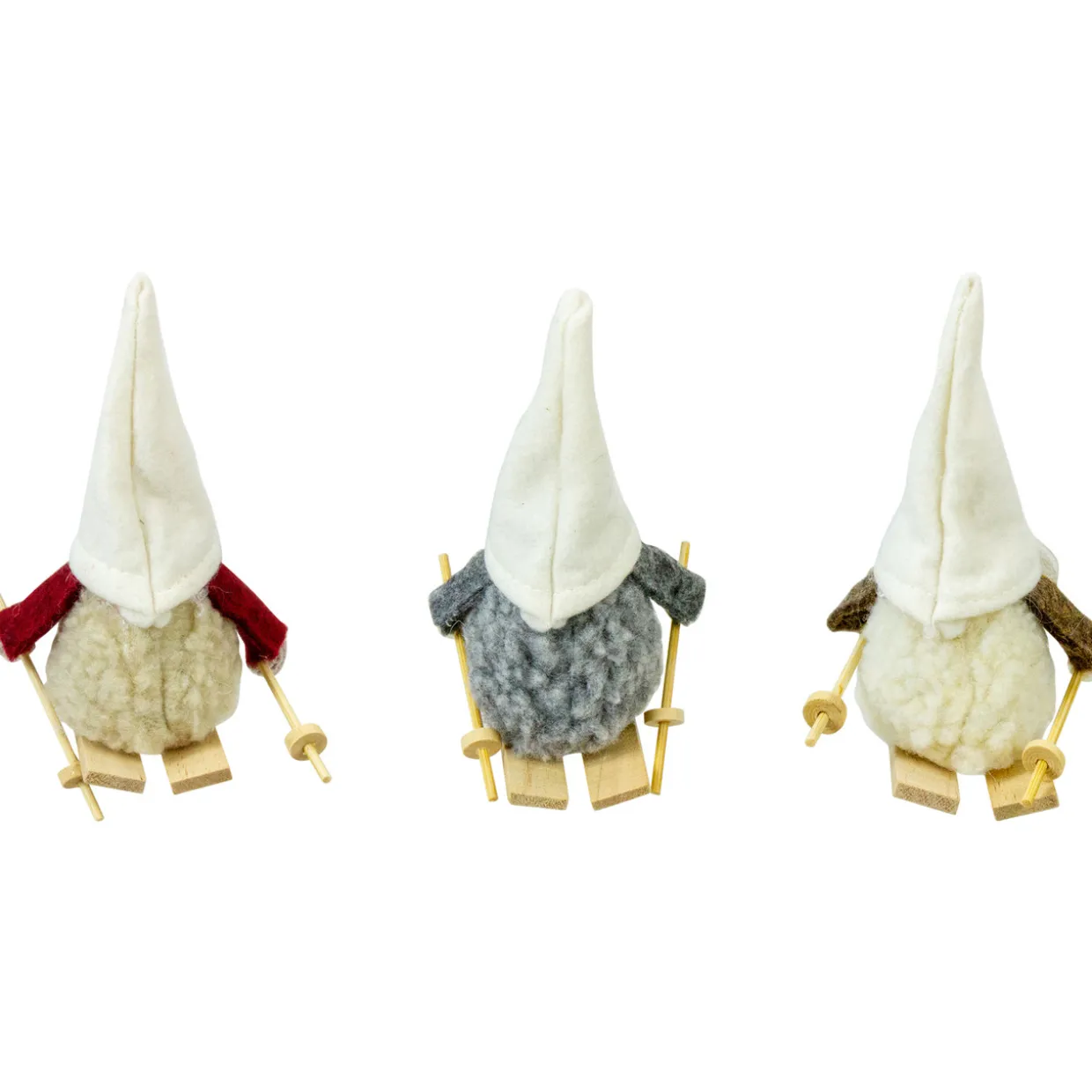 Set of 3 Skiing Gnomes Christmas Ornaments 4.5"