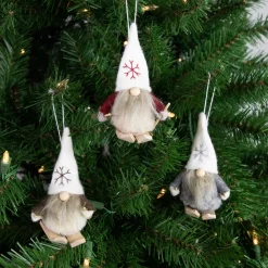 Set of 3 Skiing Gnomes Christmas Ornaments 4.5