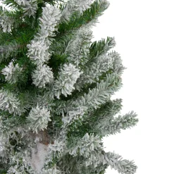 Set of 3 Slim Flocked Alpine Artificial Christmas Trees 6' - Unlit