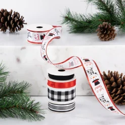 Set of 5 Snowman Matching Themed Wired Craft Christmas Ribbons 1.5" x 3 Yards