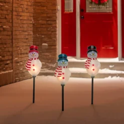 Set of 3 Snowmen Christmas Pathway Markers 16"