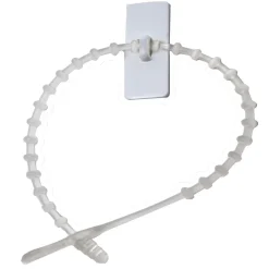 Set of 12 Sticky Reusable Ties with Clip Hooks 2"