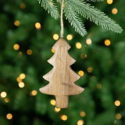 Set of 2 Tree and Star Wooden Christmas Ornaments 5"