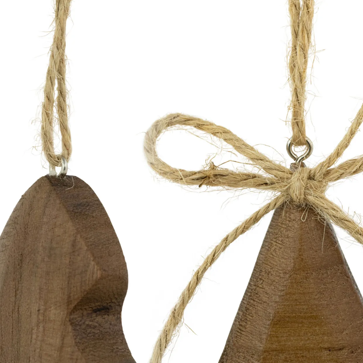 Set of 2 Tree and Star Wooden Christmas Ornaments 5"