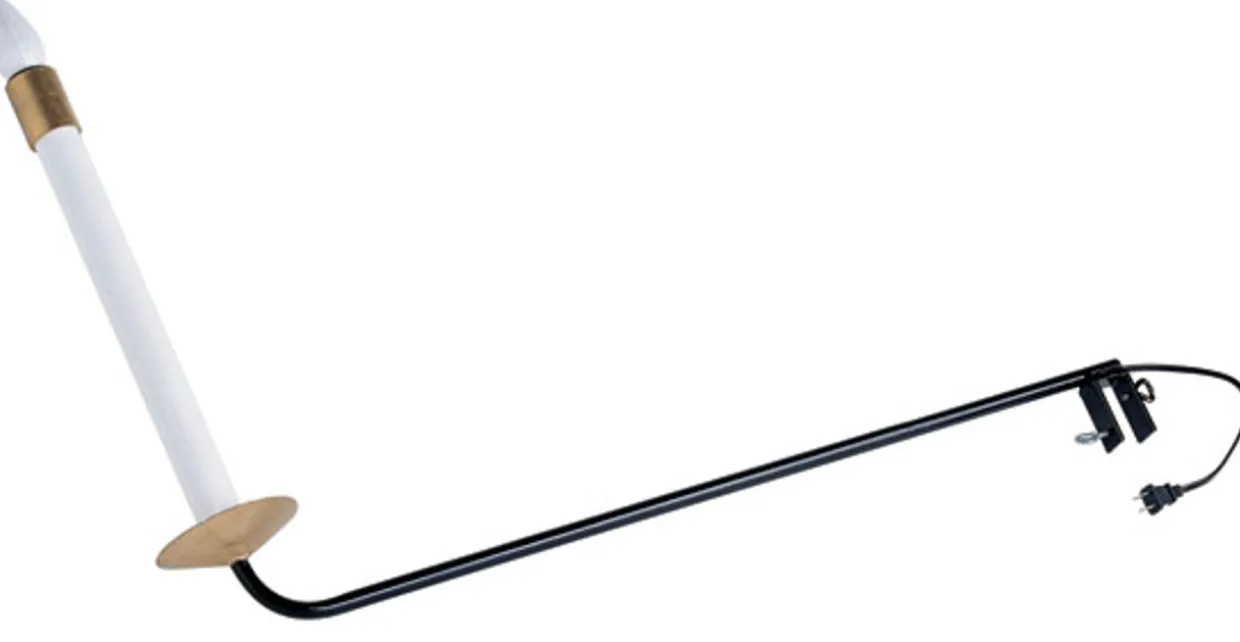 Set of 2 White and Gold Christmas Candle Lamps 25"