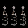 Set of 3 White Clear Lighted Spiral Cone Walkway Christmas Trees Outdoor Decor 18"