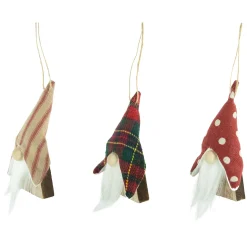 Set of 3 Wooden Gnomes Christmas Ornaments 4