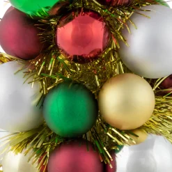 Shatterproof Ball Christmas Cone Tree with Tinsel - 15.75