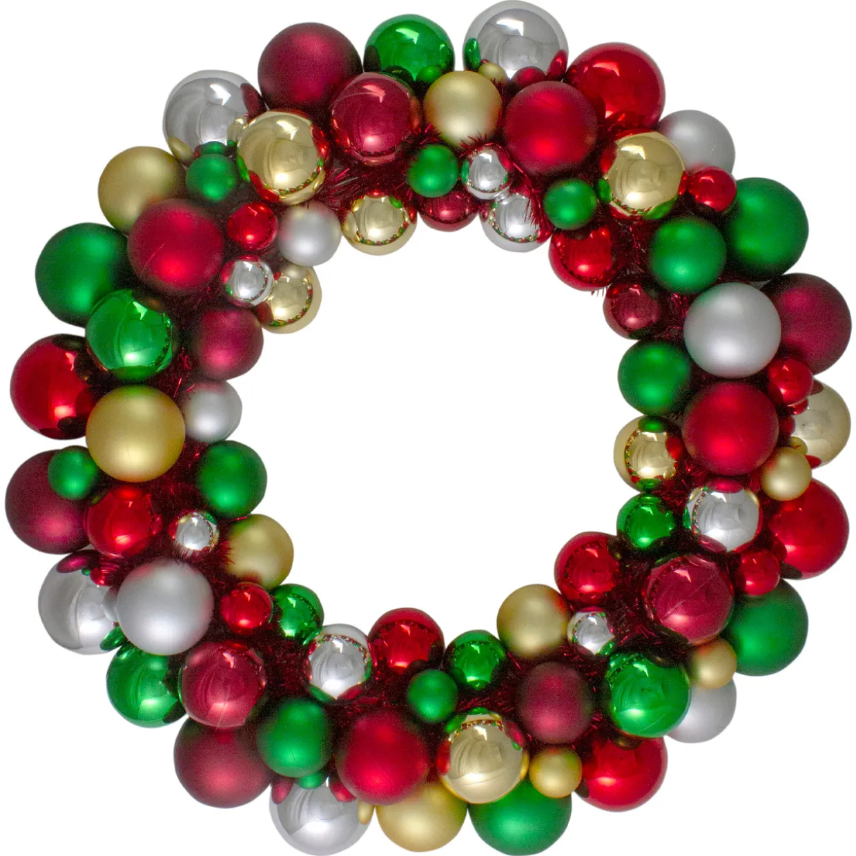 Shatterproof Ball 2-Finish Traditional Colors Christmas Wreath, 36-Inch, Unlit