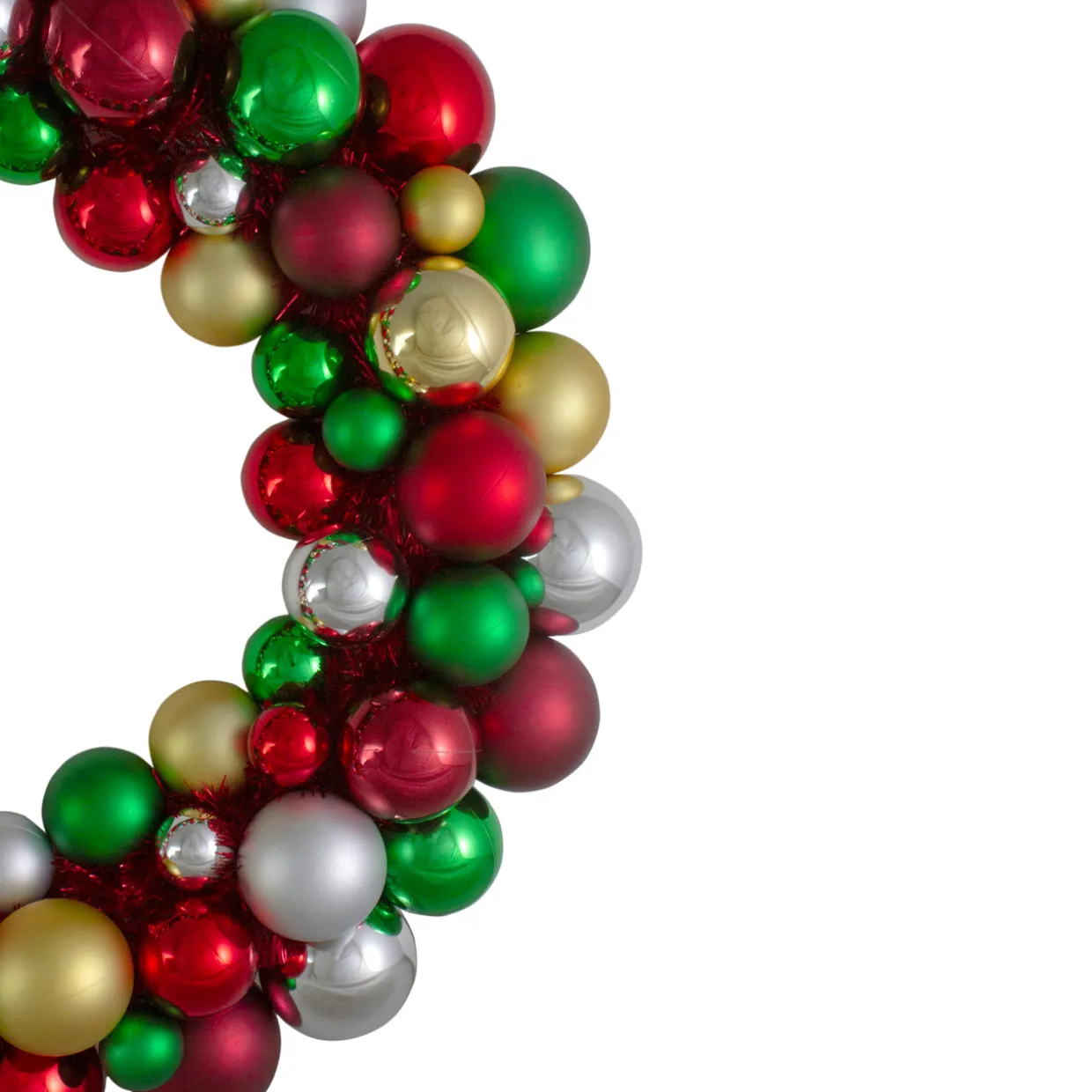 Shatterproof Ball 2-Finish Traditional Colors Christmas Wreath, 36-Inch, Unlit