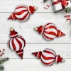 Shatterproof Commercial Size Finial Christmas Ornaments - 10" - Red and White - Set of 4