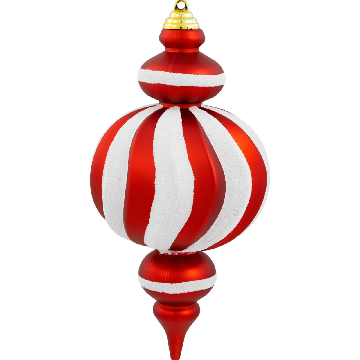 Shatterproof Commercial Size Finial Christmas Ornaments - 10" - Red and White - Set of 4