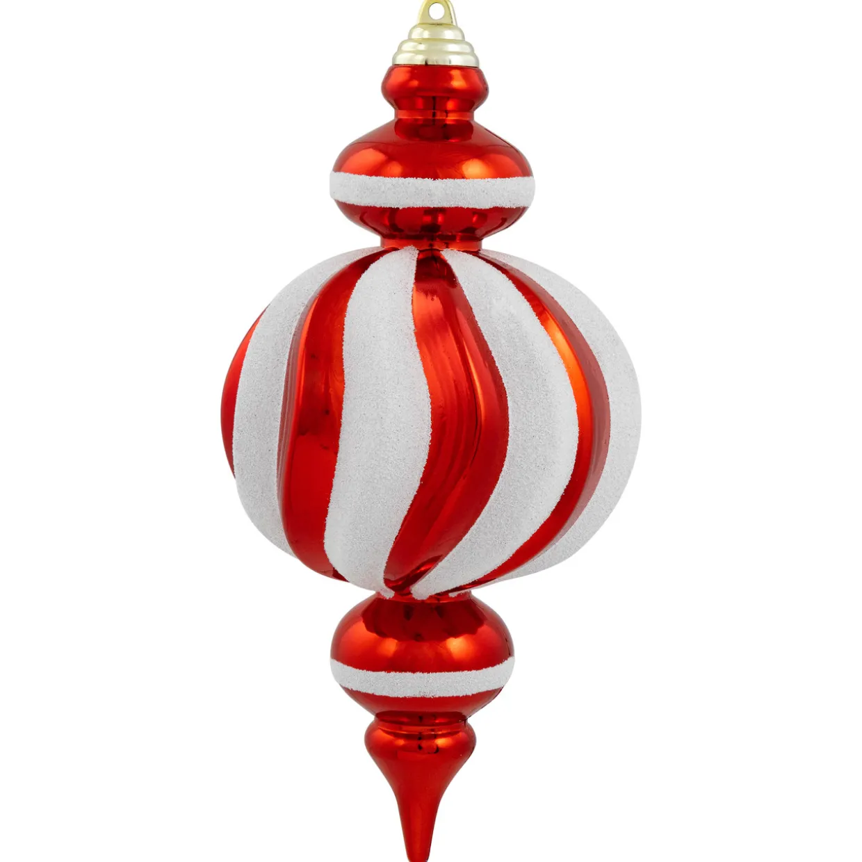 Shatterproof Commercial Size Finial Christmas Ornaments - 10" - Red and White - Set of 4