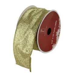 Shimmering Metallic Gold Ribbed Wired Craft Ribbon 2.5" x 10 Yards