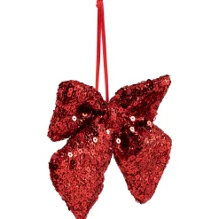 Shimmering Sequin Bow Christmas Hanging Ornament - 6