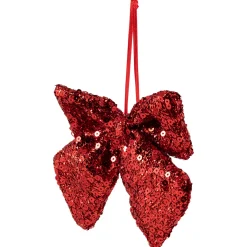 Shimmering Sequin Bow Christmas Hanging Ornament - 6