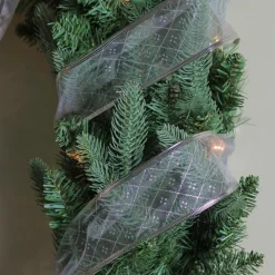 Shimmering Silver Diamond Christmas Wired Craft Ribbon 2.5