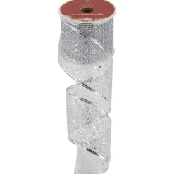 Shimmering Silver Wired Craft Christmas Ribbon 2.5