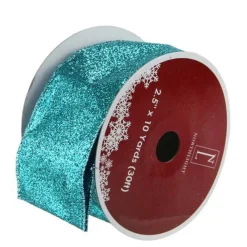 Shimmering Teal Solid Wired Christmas Craft Ribbon 2.5" x 10 Yards