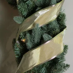 Shimmery Gold Horizontal Striped Christmas Wired Craft Ribbon 2.5
