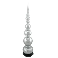 Shiny Ball Finial Tower Commercial Christmas Decoration - 54" - Silver