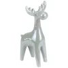 Shiny Ceramic Reindeer Christmas Figure - 7" - Grey