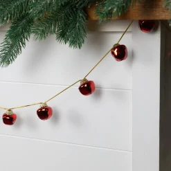 Shiny Christmas Jingle Bells Metal Garland - 7.5' - Red