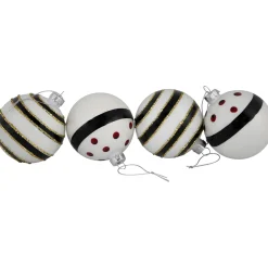 Shiny Finish Striped Christmas Glass Ball Ornaments - 3