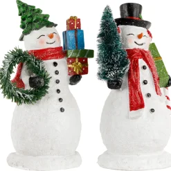 Shopping Snowmen Couple with Presents Christmas Figurines - 8