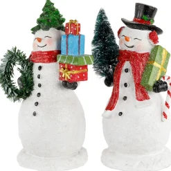 Shopping Snowmen Couple with Presents Christmas Figurines - 8